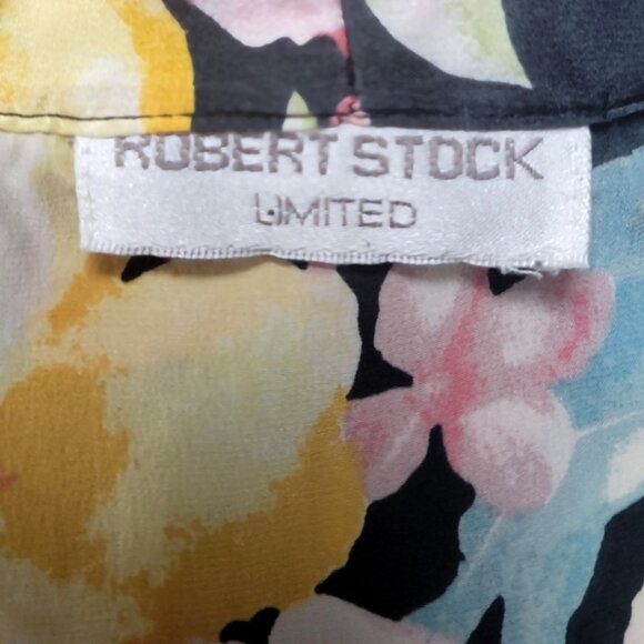 Robert Stock 100% Silk Black Floral Kimono Robe Size Medium - Picture 3 of 8